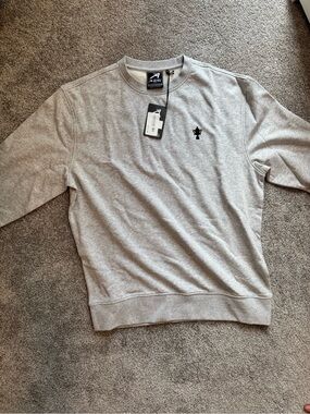 A.P.C. Light Gray Crewneck Sweater with Small Black Logo